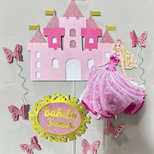Topo de Bolo Barbie Castelo