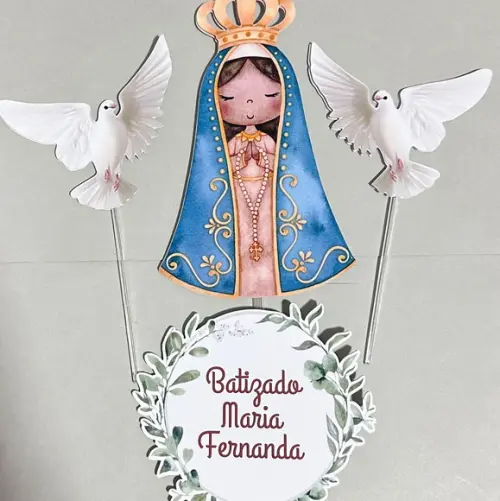 Topo de Bolo Batizado Menina Religioso