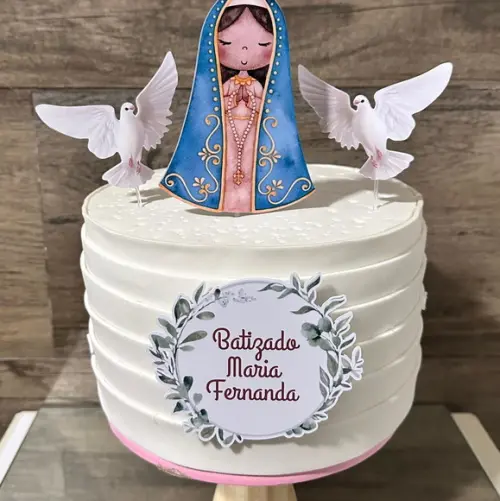 Topo de Bolo Batizado Menina Religioso
