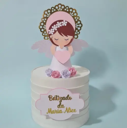 Topo de Bolo Batizado Menina