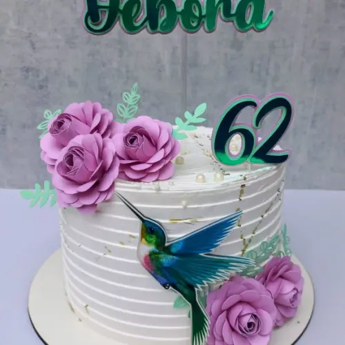 Topo de Bolo Beija Flor com Rosas