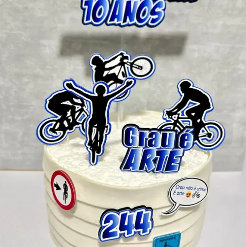 Topo de Bolo Bike Grau