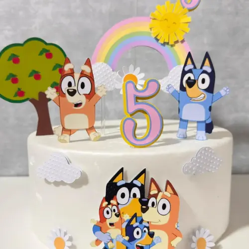 Topo de Bolo Bluey e Bingo