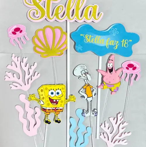 Topo de Bolo Bob Esponja Feminino