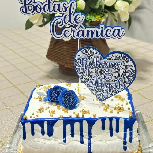 Topo de Bolo Bodas de Cerâmica
