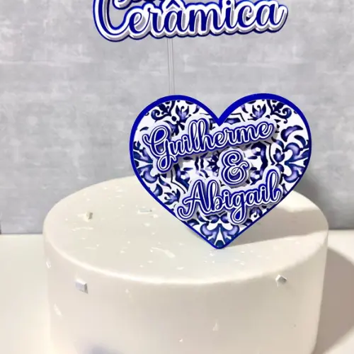 Topo de Bolo Bodas de Cerâmica