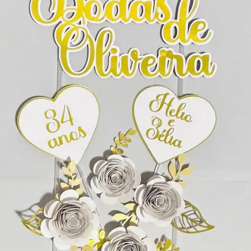 Topo de Bolo Bodas de Oliveira