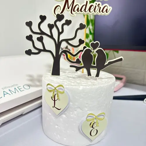 Topo de Bolo Bodas de Madeira