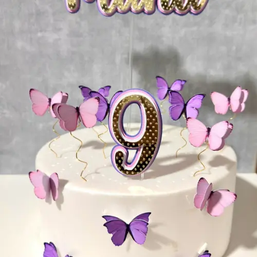 Topo de Bolo Borboletas Rosa e Lilas