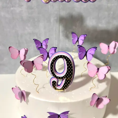 Topo de Bolo Borboletas Rosa e Lilas