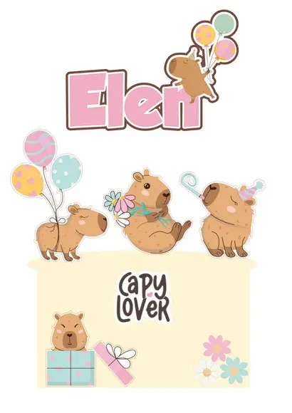 Topo de Bolo Capivara Fofa