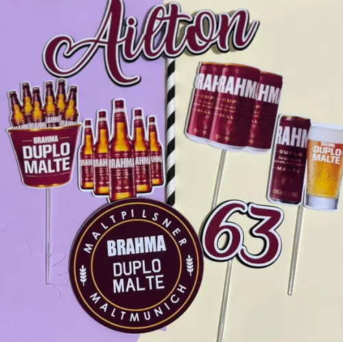 Topo de Bolo Cerveja Brahma Duplo Malte