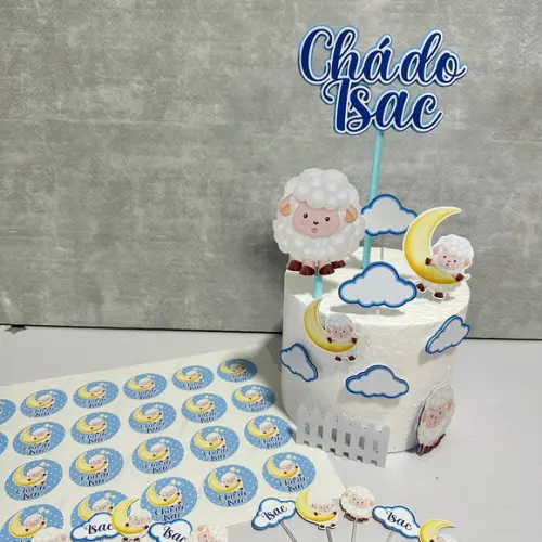 Topo de Bolo Chá de Bebê Ovelinha