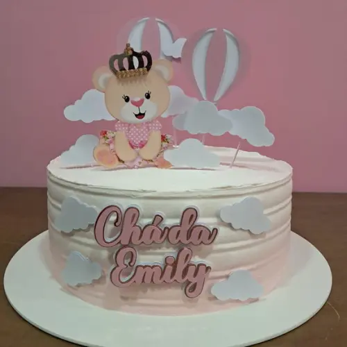 Topo de Bolo Chá de Bebê Princesa e Balão