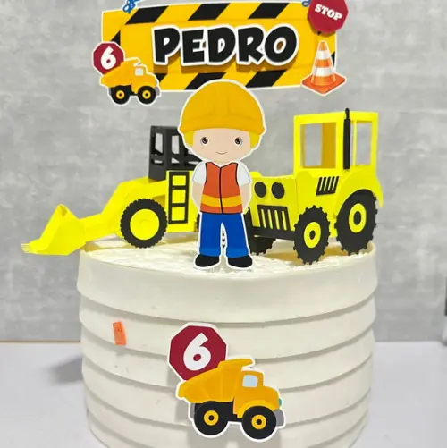 Topo de Bolo Construção 3d