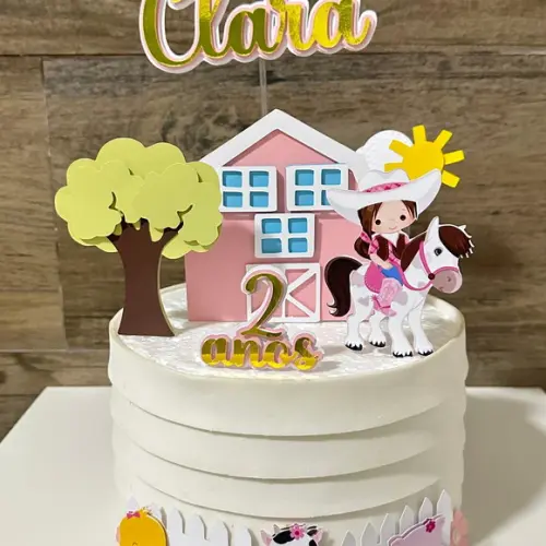 Topo de Bolo Fazendinha Menina