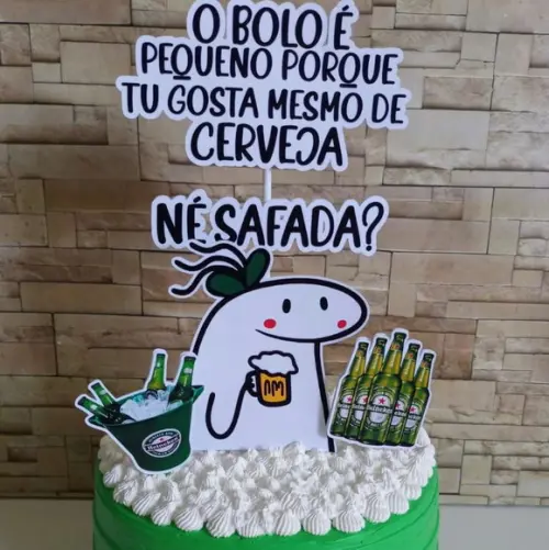Topo de Bolo Flork Menina Cerveja