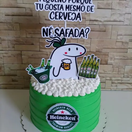 Topo de Bolo Flork Menina Cerveja