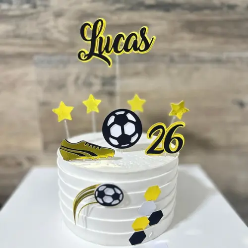 Topo de Bolo Futebol Dourado