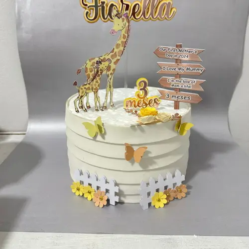 Topo de Bolo Girafa Mamãe e Bebê