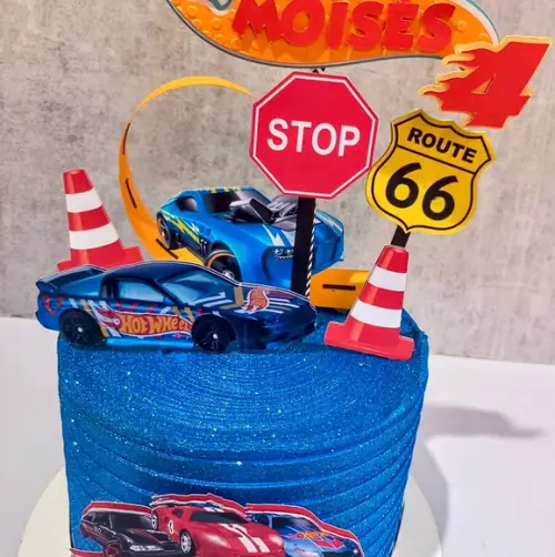 Topo de Bolo Hot Wheels Luxo