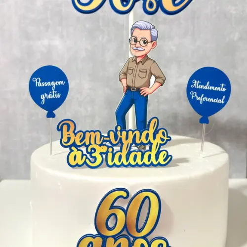 Topo de Bolo Idoso Terceira Idade