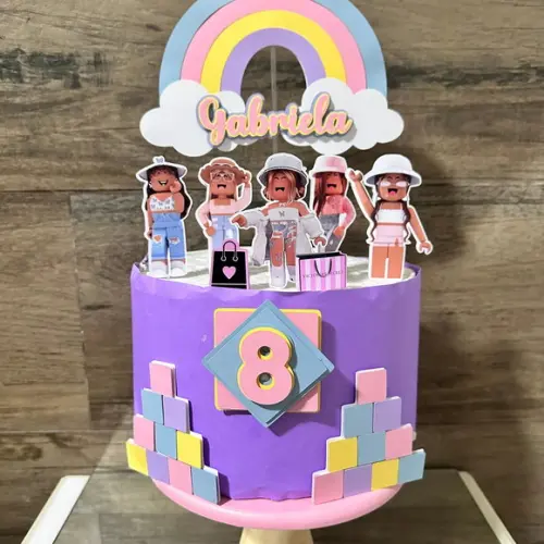 Topo de Bolo Luxo Roblox Menina Camadas
