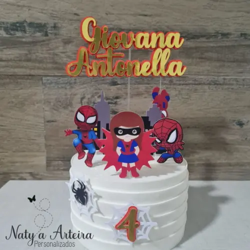 Topo de Bolo Menina Aranha Girl