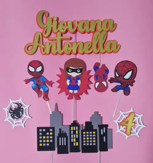 Topo de Bolo Menina Aranha Girl