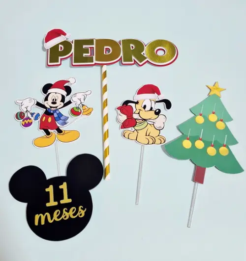 Topo de Bolo Mickey Natal