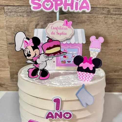 Topo de Bolo Minnie Confeiteira