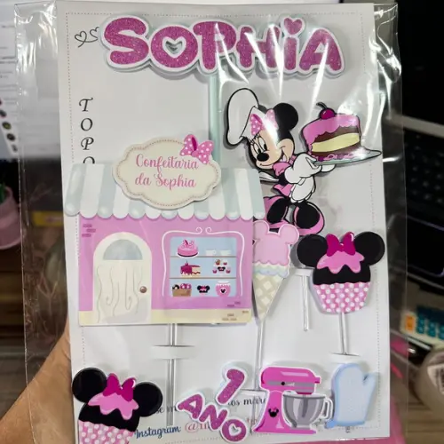 Topo de Bolo Minnie Confeiteira