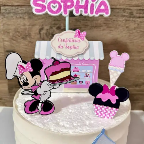Topo de Bolo Minnie Confeiteira