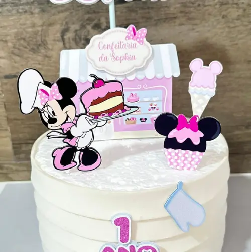 Topo de Bolo Minnie Confeiteira