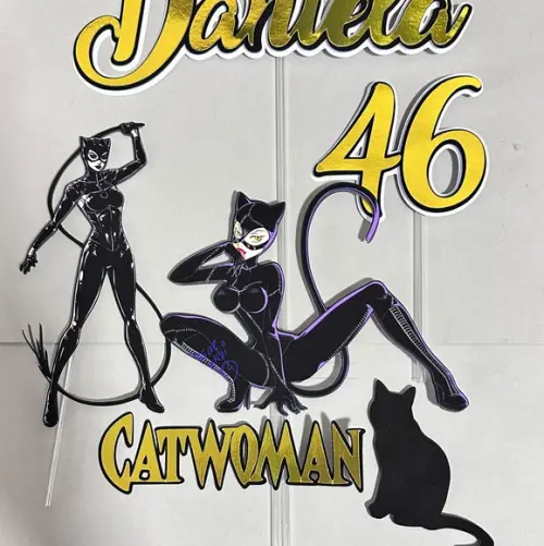 Topo de Bolo Mulher Gato