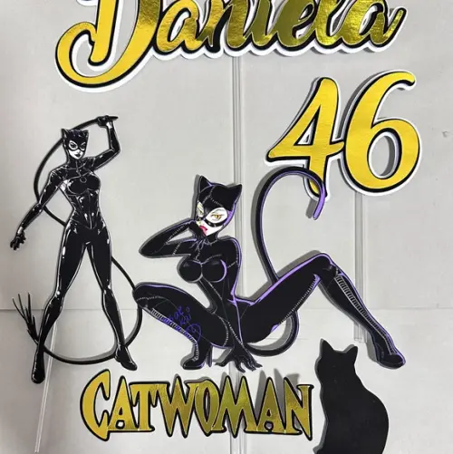 Topo de Bolo Mulher Gato
