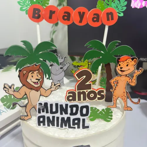 Topo de Bolo Mundo Animal