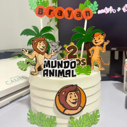 Topo de Bolo Mundo Animal