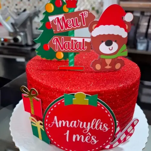 Topo de Bolo Natal Ursinho
