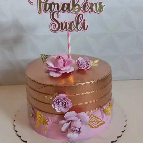 Topo de Bolo Parabens Flores