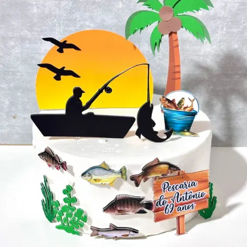 Topo de Bolo Pesca Pescador
