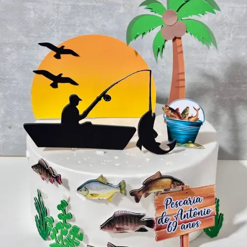 Topo de Bolo Pesca Pescador
