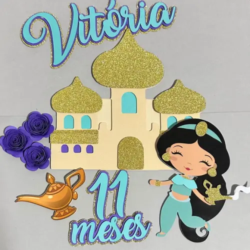 Topo de Bolo Princesa Jasmine Cute