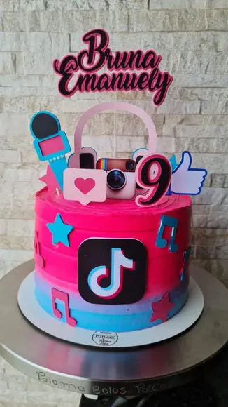 Topo de Bolo Redes Sociais Tik Tok