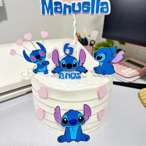 Topo de Bolo Stitch Apaixonado