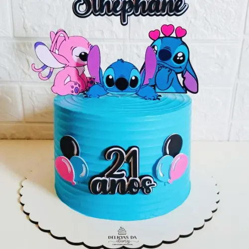Topo de Bolo Stitch e Angel Bexiga