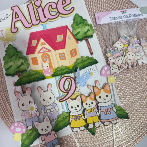 Topo de Bolo Sylvanian Families