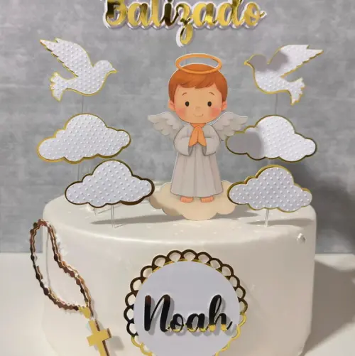 Topo de Bolo Topper Batizado Menino