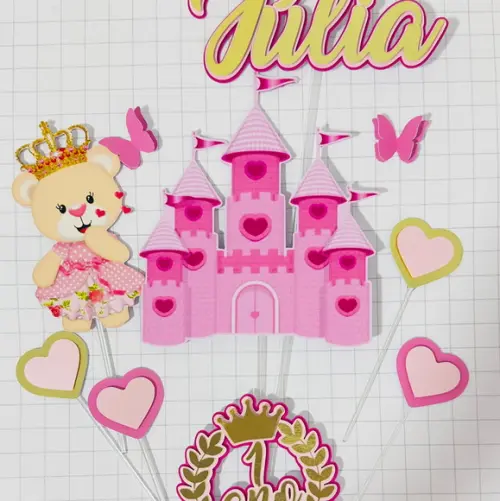 Topo de Bolo Ursinha Princesa