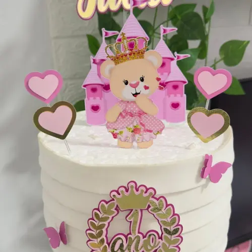 Topo de Bolo Ursinha Princesa